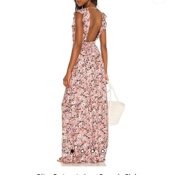 Maaji Maxi Dress Womens Size Medium Ditsy Fortunata Long Floral Pink Rayon - Picture 14 of 14